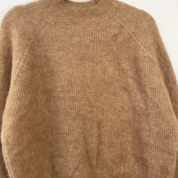 EUC Sézane Otis Alpaca Blend Mock Neck Sweater Camel Medium - Picture 5 of 9